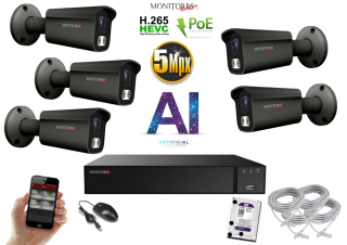 Monitorrs Security AI IP 5 kamerový set 5 Mpix GTube (6373K5)